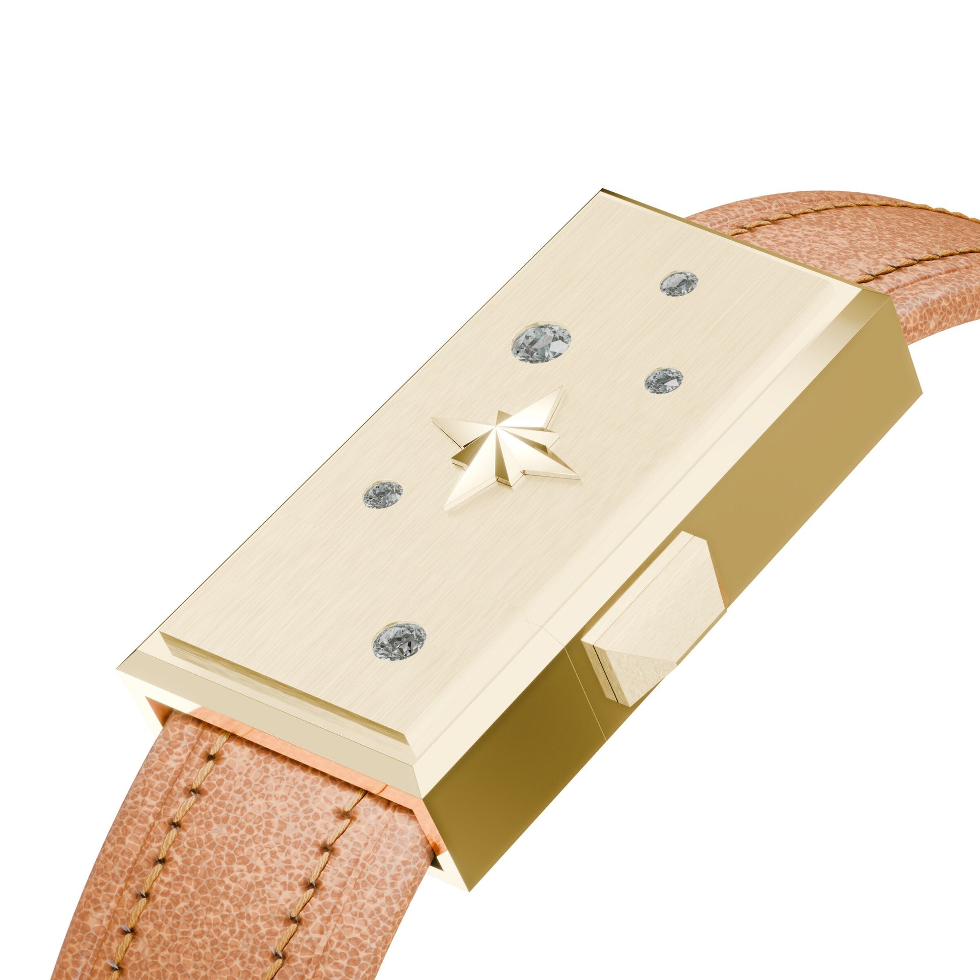 WZN Celeste Tan with Yellow Gold hardware
